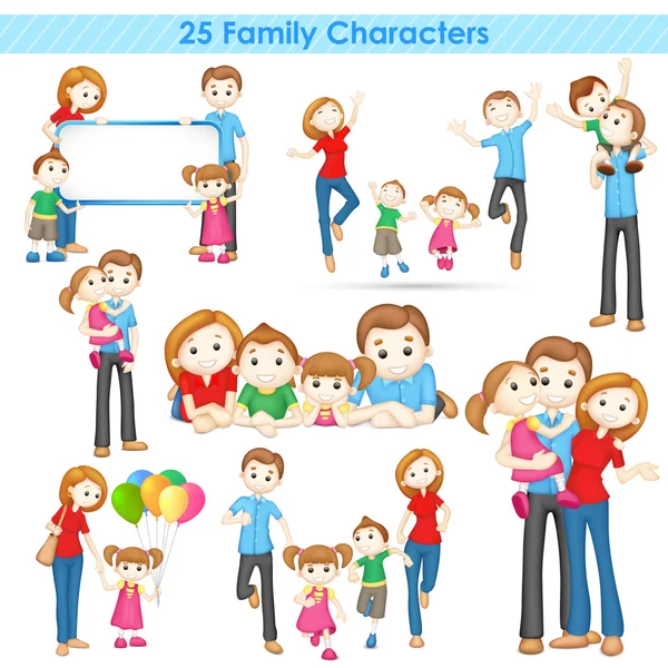 3d Family Collection — Wektor stockowy