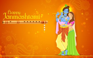 Radha and Lord Krishna on Janmashtami clipart