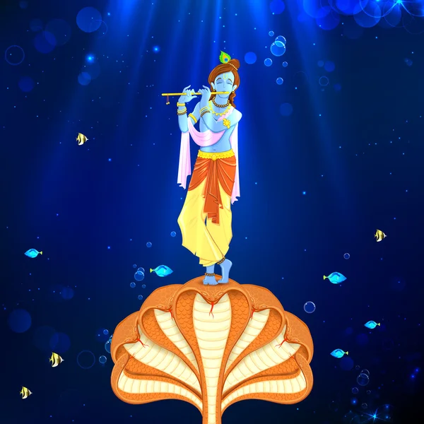 Krishna dancing on Kaliya Naag — Stock Vector