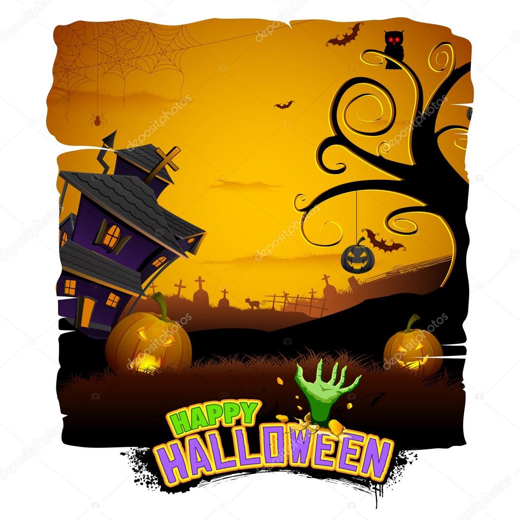 Haunted House in Halloween Night