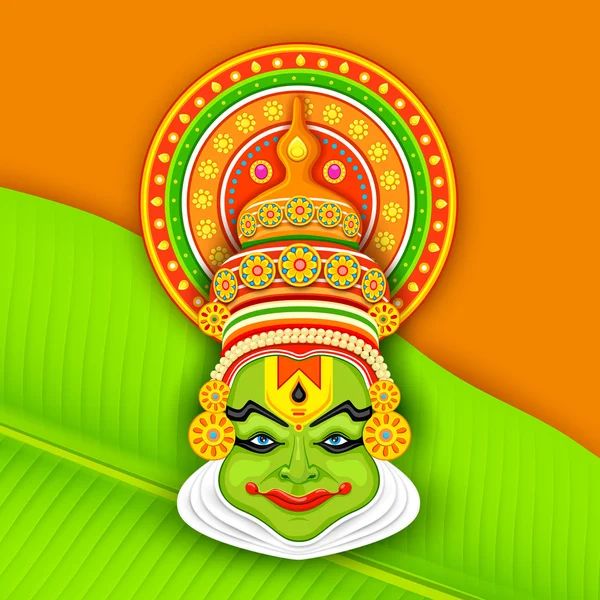 Cara colorida de Kathakali — Vector de stock