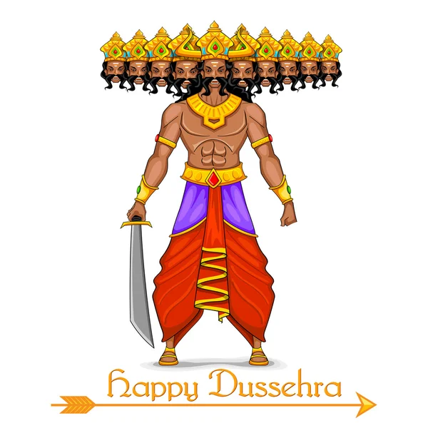 Ravana 10 fejek Dussehra — Stock Vector