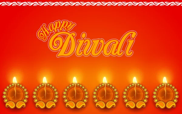 Décoré Diya pour Diwali Vacances — Image vectorielle