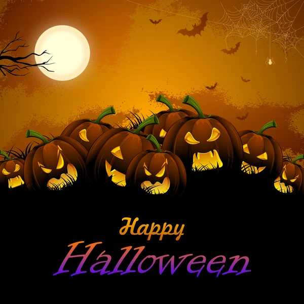 Jack-o-lantern Pumpkin in Halloween night — Stock Vector
