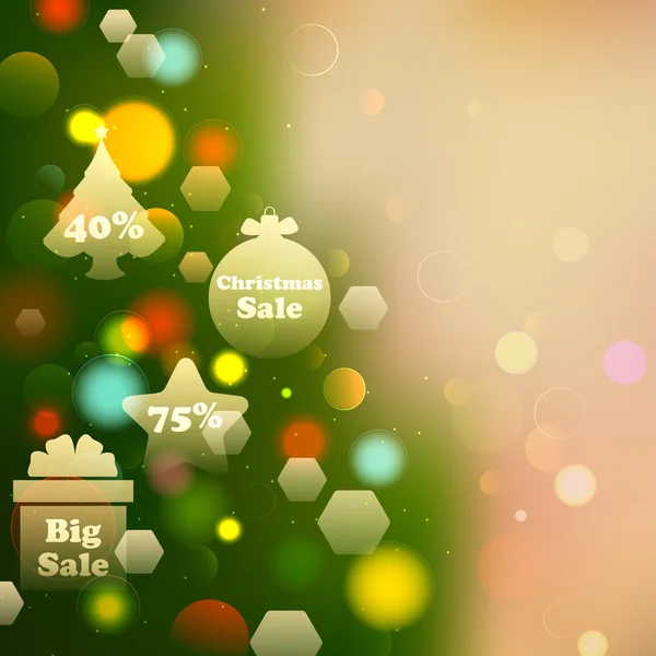 Kerstmis aanbieding op bokeh effect achtergrond — Stockvector