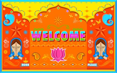 Welcome Background in Indian Truck paint style