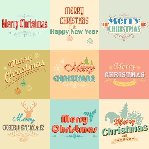 复古老式快乐圣诞节的标签 — 图库矢量图片