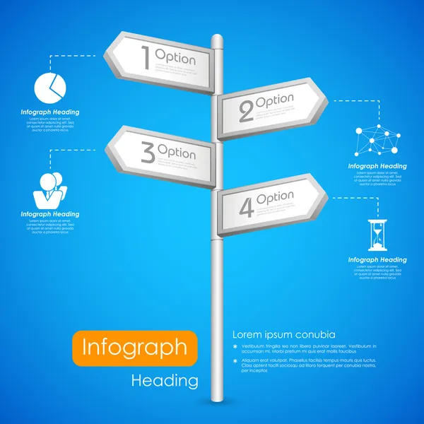 Puesto de dirección en el fondo infográfico — Vector de stock