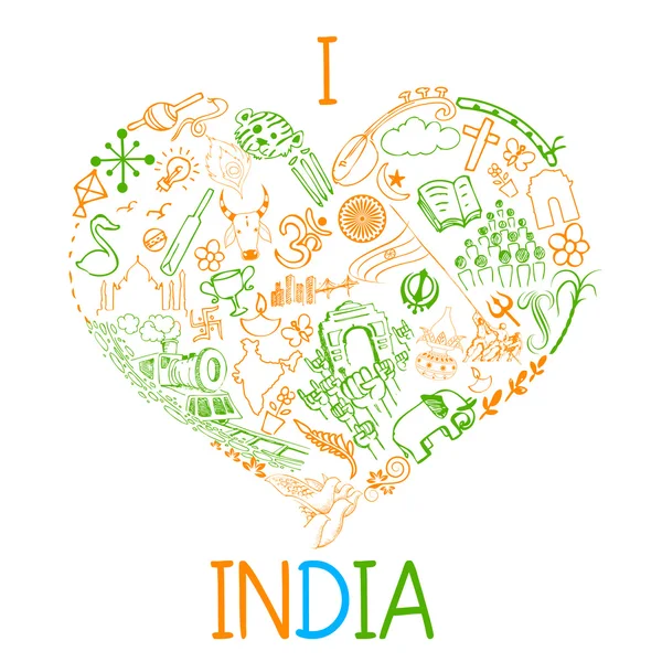 Me encanta la India — Vector de stock