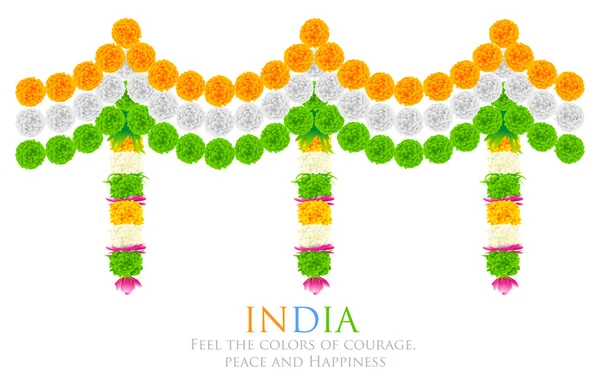 India Tricolor Flower Decoration — Stock Vector