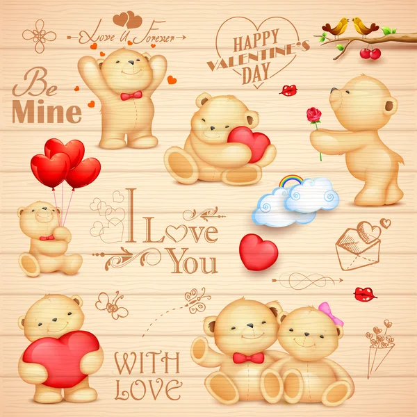 Teddy Bear for love background — Stock Vector