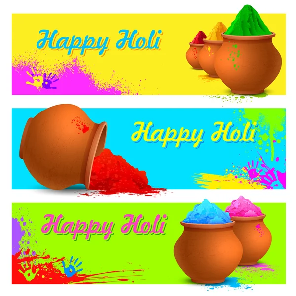 Holi feliz colorido — Vector de stock