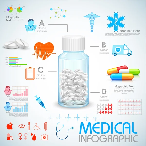Infographie médicale et soins de santé — Image vectorielle