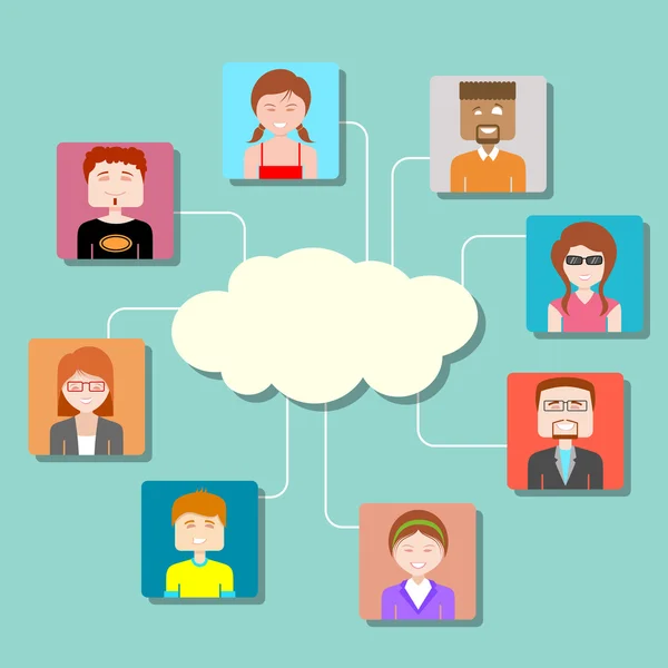 Redes sociales Cloud Computing Network — Archivo Imágenes Vectoriales