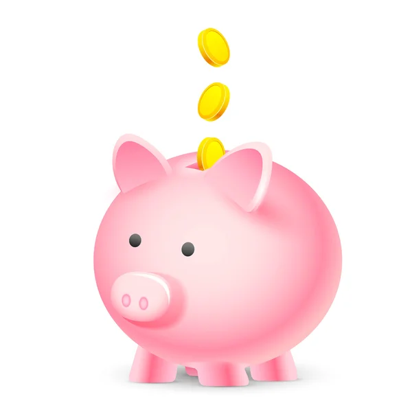 Coin falling into Piggy Bank — Stock Vector