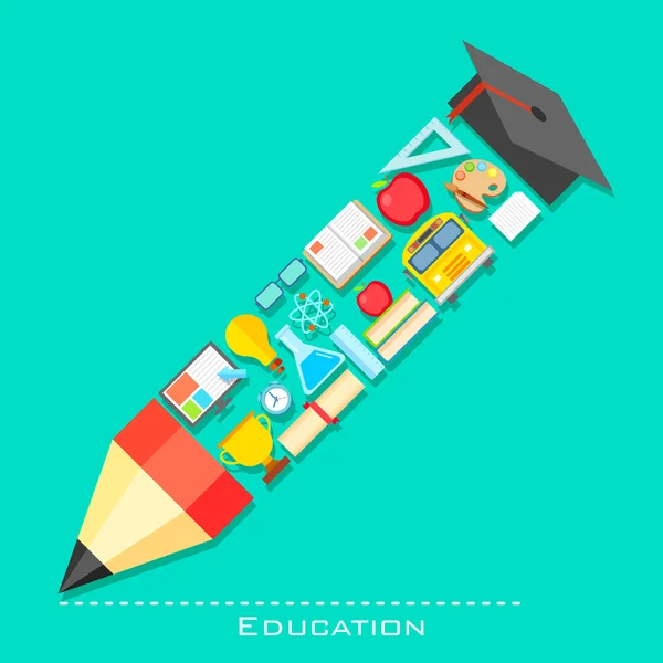 Ícone de educação em forma de lápis —  Vetores de Stock