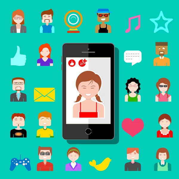 Médias sociaux mobiles — Image vectorielle