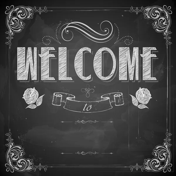 Welcome written on chalkboard — Stock Vector