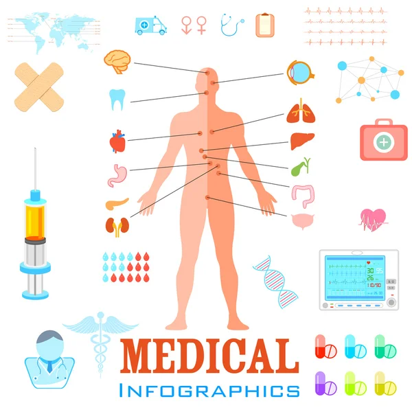 Zdravotní péči a lékařské infografika — Stockový vektor