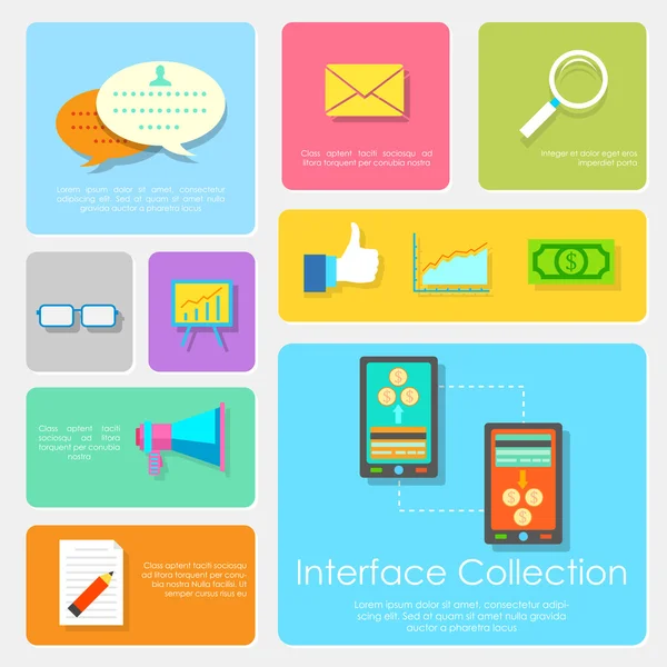 Vlakke interface design collectie — Stockvector