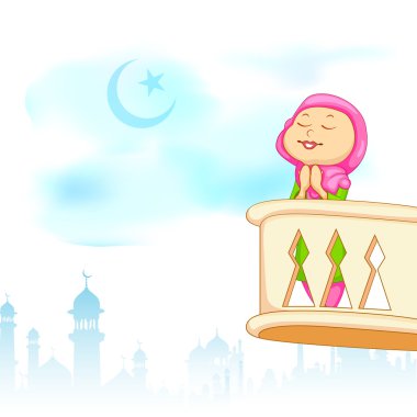 Çocuk namaaz bayram kutlaması için sunan