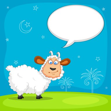 Sheep wishing Eid mubarak clipart
