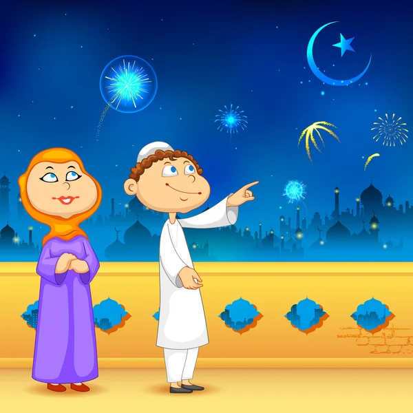 Eid ka chand mubarak — Stock Vector