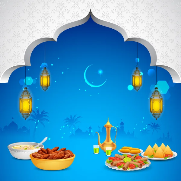 Ízletes ételek Iftar Party — Stock Vector