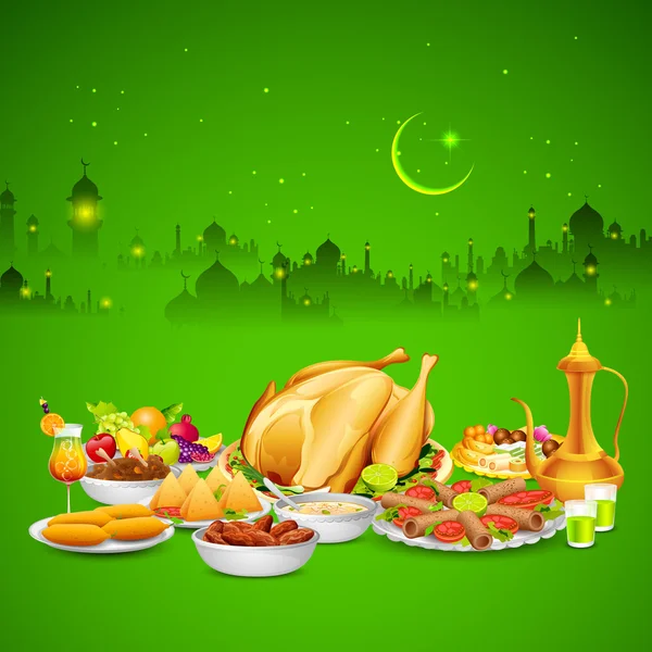 Pyszne dania na Iftar partii — Wektor stockowy