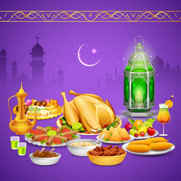 Вкусные блюда для вечеринки Ифтар — стоковый вектор