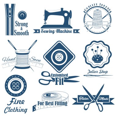 Vintage tarzı dikiş ve terzi etiketi