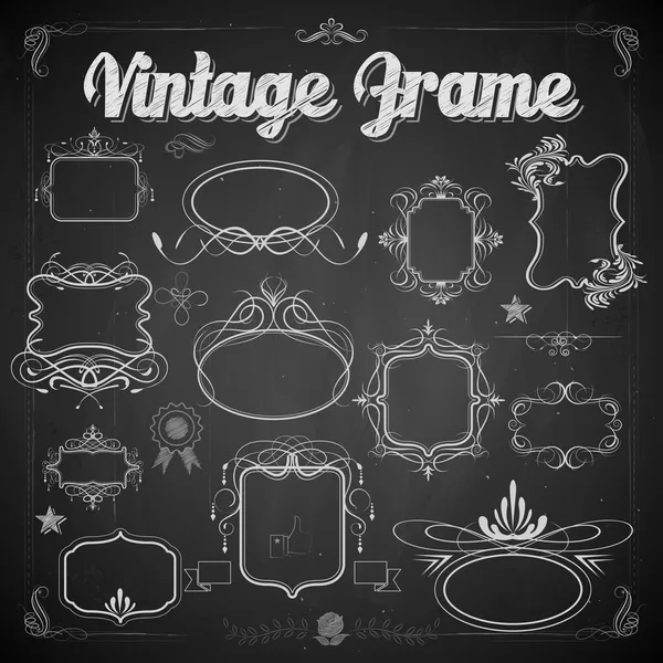 Vintage floral frame on chalkboard — Stock Vector