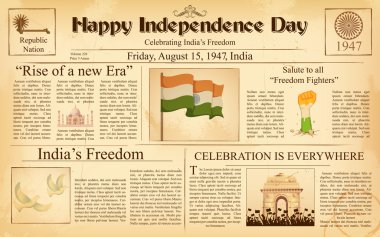 Vintage newspaper for Happy Independence Day of India clipart