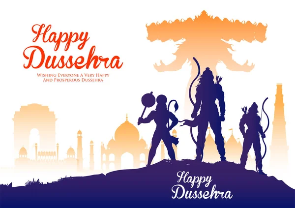 Lord Rama e Ravana a Dussehra Festa Navratri dell'India poster — Vettoriale Stock