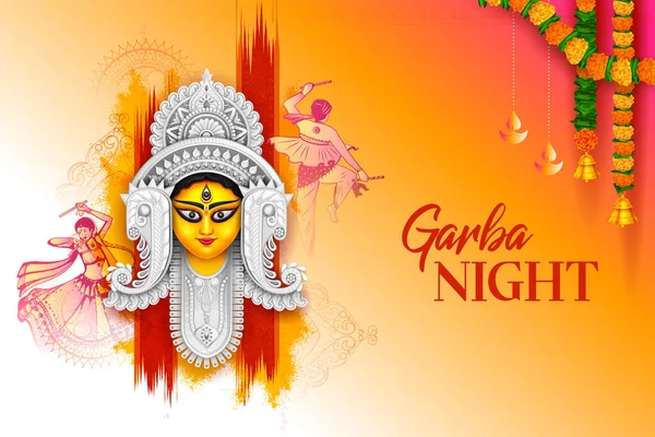 Dandiya w dyskotece Plakat banerowy Garba Night na festiwal Navratri Dussehra w Indiach — Wektor stockowy