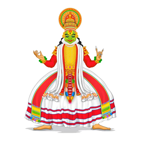 Dançarina kathakali — Vetor de Stock