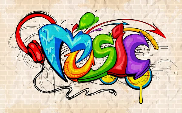 Graffiti estilo Música fundo — Vetor de Stock