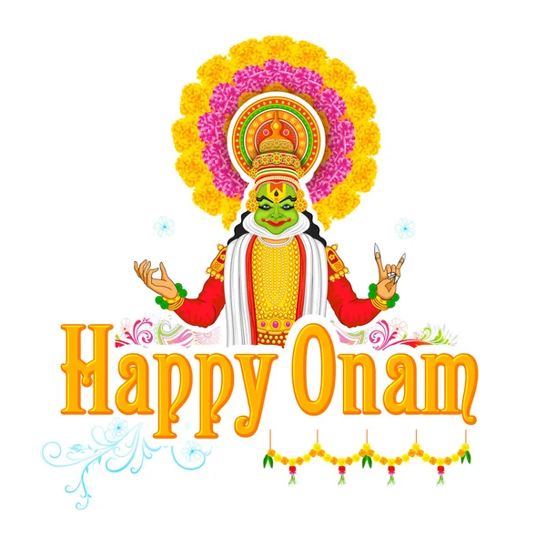 Kathakali dancer face for Onam celebration — Stock Vector