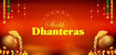 Dhanteras, Hindistan arka planındaki Mutlu Diwali Işık Festivali 'ni kutluyor