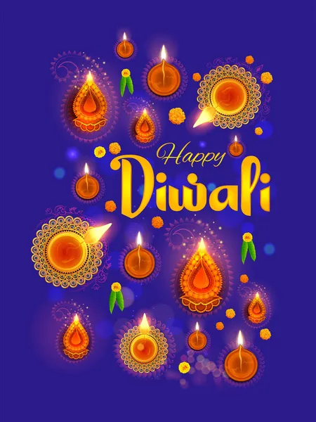 Happy Diwali Holiday tło dla światła Festiwal Indii — Wektor stockowy