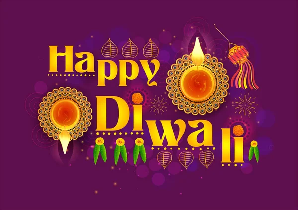 Happy Diwali Fond de vacances pour la fête de la lumière de l'Inde — Image vectorielle