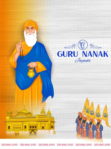 Felice Gurpurab, Guru Nanak Jayanti festival di Sikh celebrazione sfondo — Vettoriale Stock