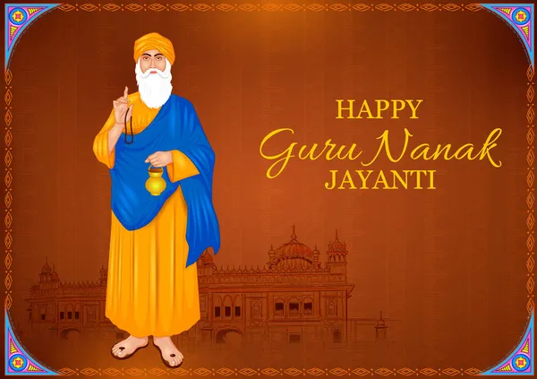 Feliz Gurpurab, Guru Nanak Jayanti festival de fundo celebração Sikh — Vetor de Stock