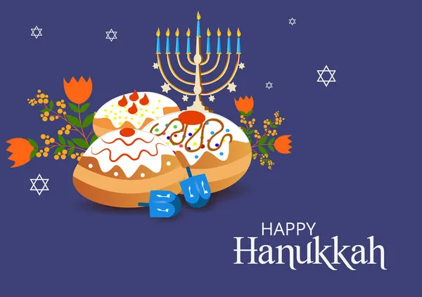 Happy Hanukkah, Joodse feestdagen festivalgroeten achtergrond — Stockvector