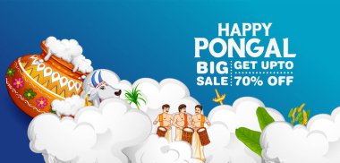 Mutlu Pongal tatil hasat festivali Tamil Nadu Güney arka plan tebrik Hindistan