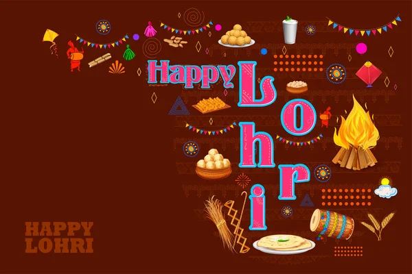 Glückliche Lohri Urlaub Hintergrund für Punjabi-Festival — Stockvektor