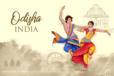 couple performing Odissi dance traditional folk dance of Odisha, India