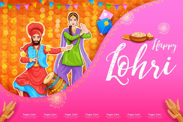 Happy Lohri holiday background for Punjabi festival — Stock Vector