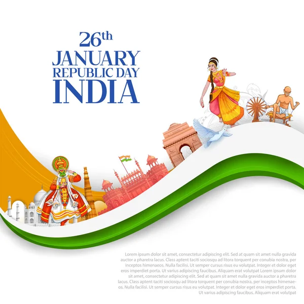 Illustration Der Indischen Tänzerin Tricolor Hintergrund Zeigt Seine Unglaubliche Kultur — Stockvektor