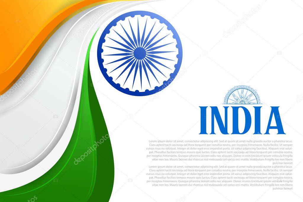 illustration of tricolor banner with Indian flag for 26th January Happy Republic Day of India